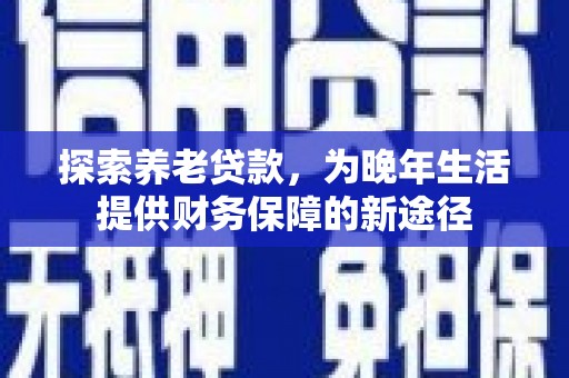 燕巢探索养老贷款，为晚年生活提供财务保障的新途径