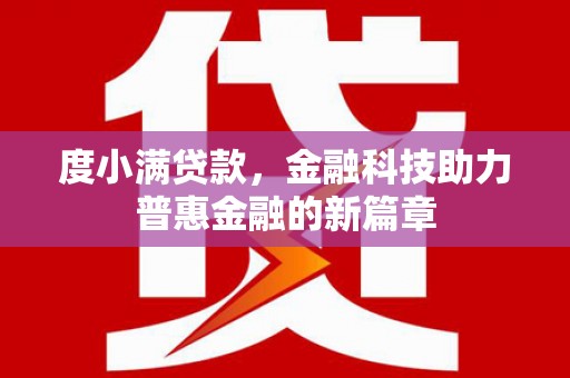 燕巢度小满贷款，金融科技助力普惠金融的新篇章
