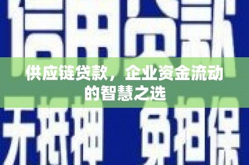 燕巢供应链贷款，企业资金流动的智慧之选