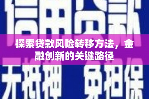燕巢探索贷款风险转移方法，金融创新的关键路径