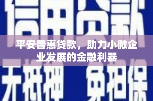 燕巢平安普惠贷款，助力小微企业发展的金融利器