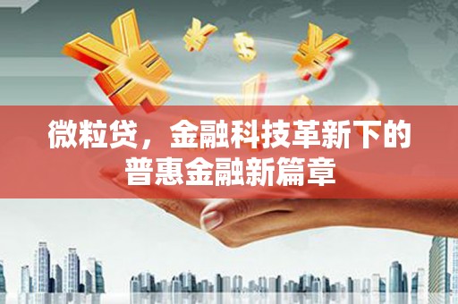 燕巢微粒贷，金融科技革新下的普惠金融新篇章